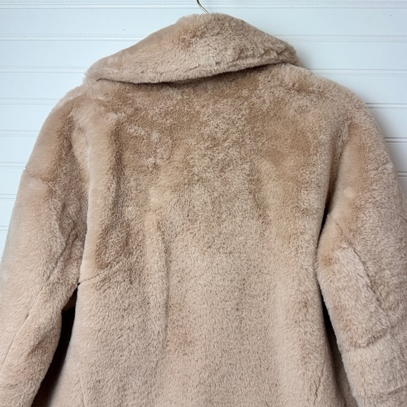Free People Kate Faux Fur Double Breasted Teddy Coat Apricot Sz XS - Picture 9 of 13